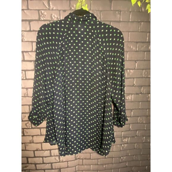 Cabi Oversized Flowy Navy with Stylized Polka Dot Tunic Top M - Picture 2 of 5